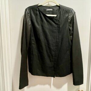 Vince Linen/Cotton/Metal/Leather/Silk/ Moto Racing Old Money Zipper Cardigan Ja…